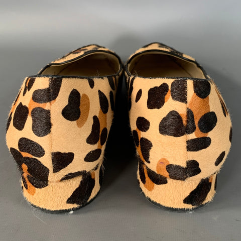 COLE HAAN Size 11 Tan Black Calf Hair Ocelot Print Pointed Toe Flats