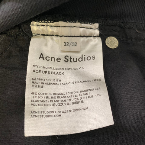 ACNE Size 32 ACE UPS BLACK Black Cotton Blend Skinny Jeans