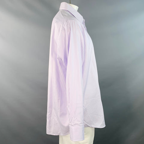 BOSS by HUGO BOSS Size XXL Purple Lavender Stripe Cotton Long Sleeve Shirt
