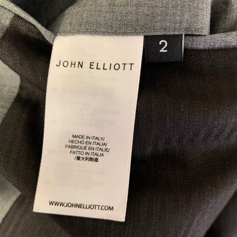 JOHN ELLIOTT Size 42 Grey Wool Double Breasted Cropped Blazer