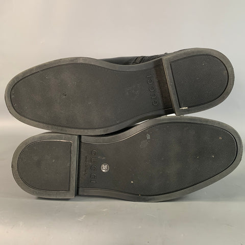 GUCCI Size 9.5 Black Leather 811377 Monogram Round Toe Boots