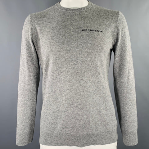 THEORY Size L -Our Time- Grey Heather Cashmere Crew Neck Pullover
