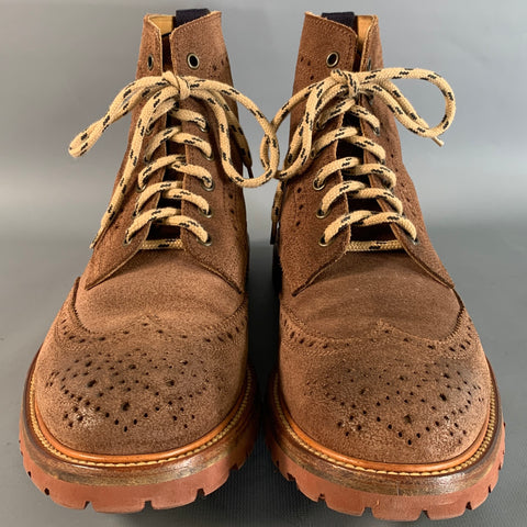 BRUNELLO CUCINELLI Size 10 Brown Wingtip Leather Boots