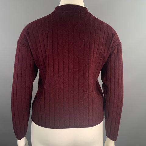 CALIFORNIA ARTS Size L Burgundy Wool Knit Button Up Sweater Womens