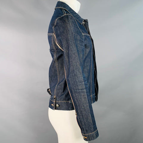 FIBEROPS Size S Blue Indigo Contrast Stitch Cotton Jacket