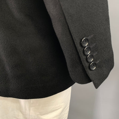 BALLY Chest Size 42 Black Textured Cashmere Notch Lapel Sport Coat
