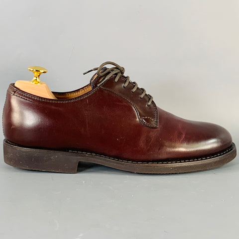 BRUNELLO CUCINELLI Size 8 Burgundy Leather Derby Lace-Up Shoes