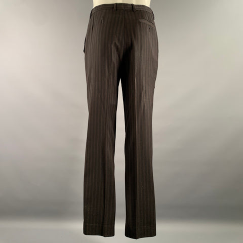 TED BAKER Chest Size 40 Black Multi Color Pinstripe Wool Notch Lapel 32 31 Suit
