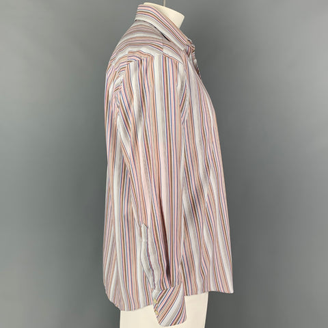 TED BAKER Size XL Multi-Color Stripe Cotton Button Down Long Sleeve Shirt