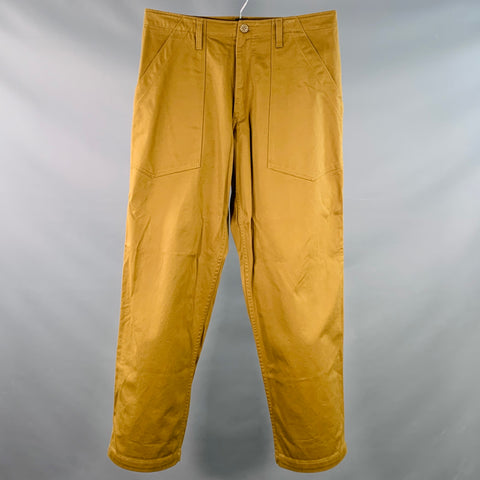 MONITALY Size 34 Tan Cotton Sateen Straight Casual Pants