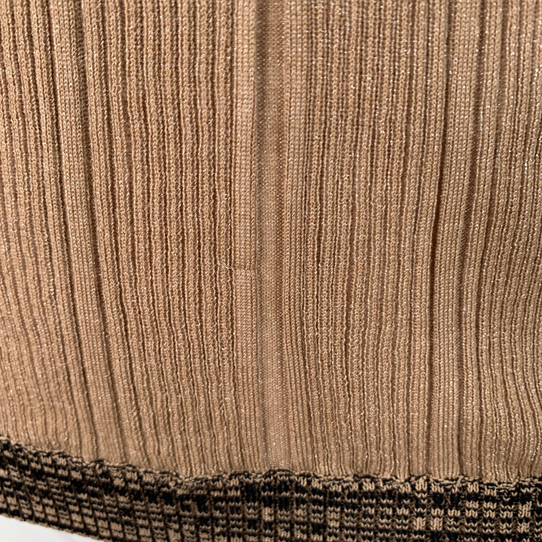 GANNI Size M Brown Cotton Blend Rib Knit Stretch Pullover