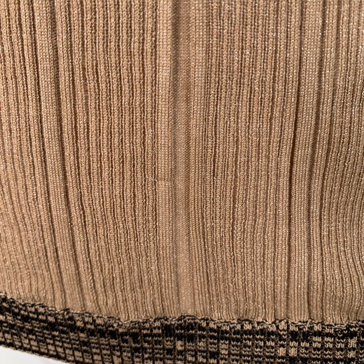 GANNI Size M Brown Cotton Blend Rib Knit Stretch Pullover