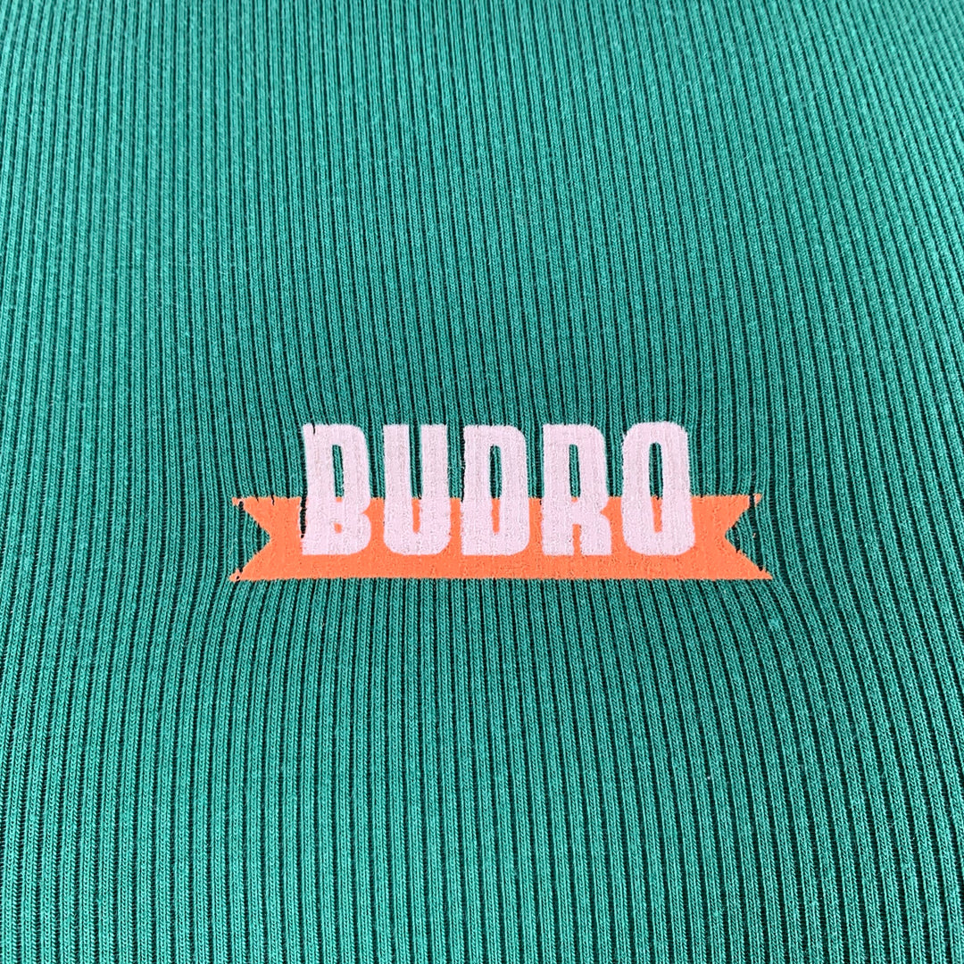 BUDRO Size L Green Cream Logo Cotton Blend Tank Top