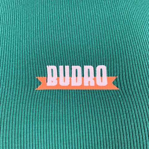 BUDRO Size L Green Cream Logo Cotton Blend Tank Top