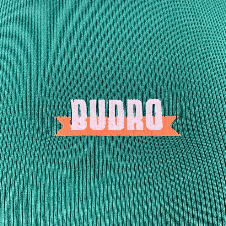 BUDRO Size L Green Cream Logo Cotton Blend Tank Top