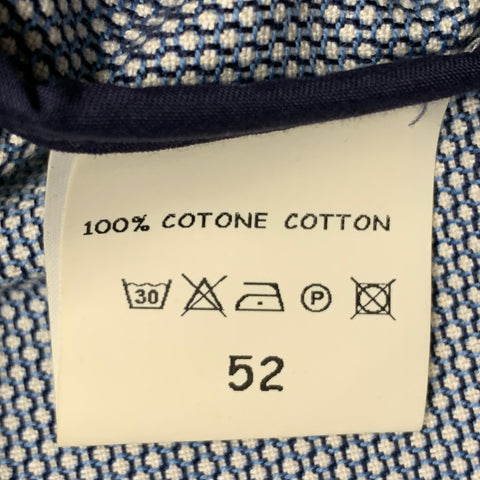 MYTHS Size 42 White Navy Nailhead Cotton Notch Lapel Jacket