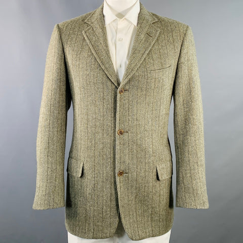 SOUTHWICK for O'CONNELL'S 42 Long Grey Blue Stripe Wool Notch Lapel Sport Coat
