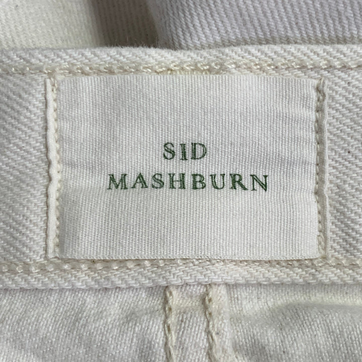 SID MASHBURN Size 32 Cream Twill Cotton Slim Tapered Button Fly Jeans