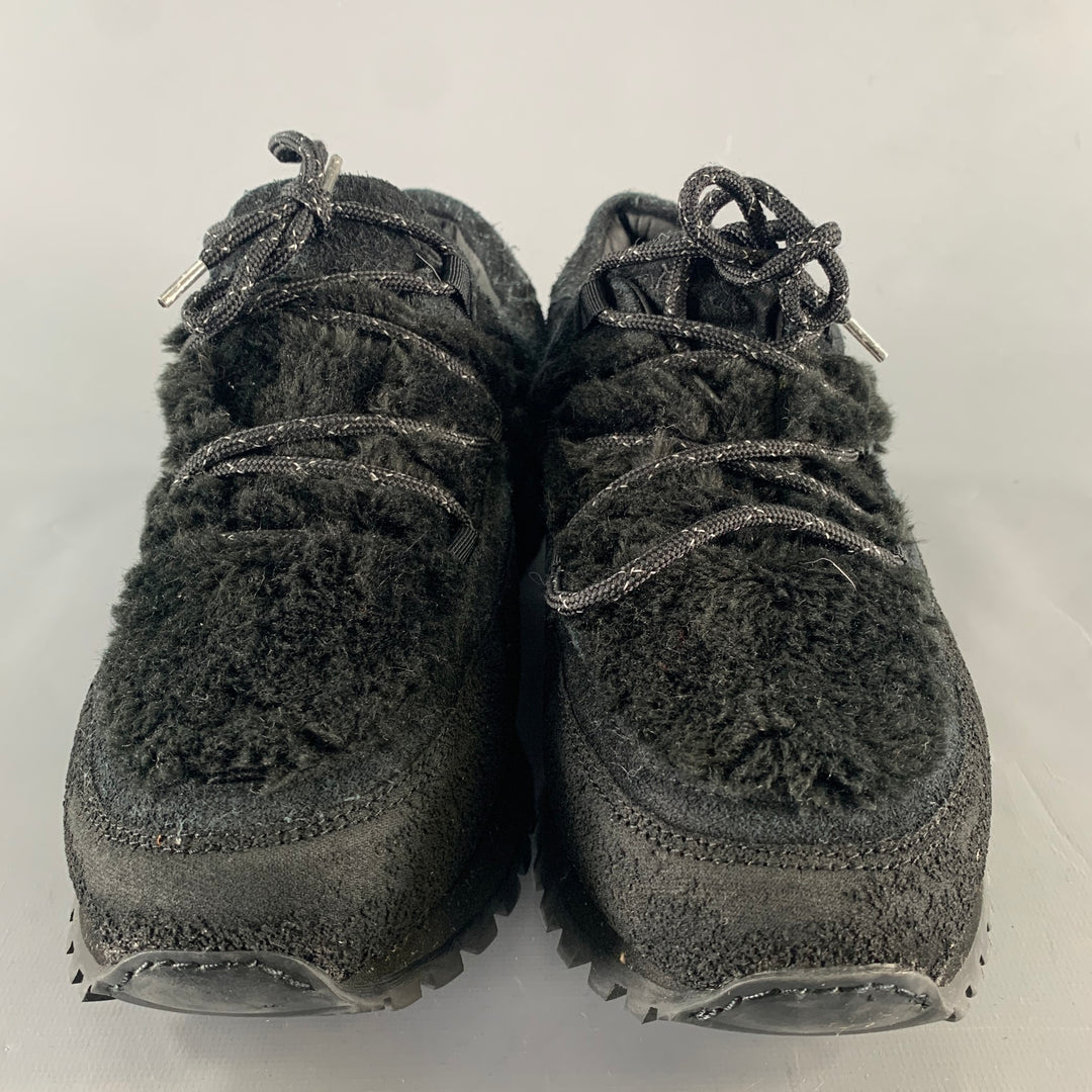 TARVAS Size 11 Black Textured Suede Platform Sneakers