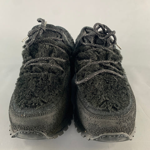 TARVAS Size 11 Black Textured Suede Platform Sneakers