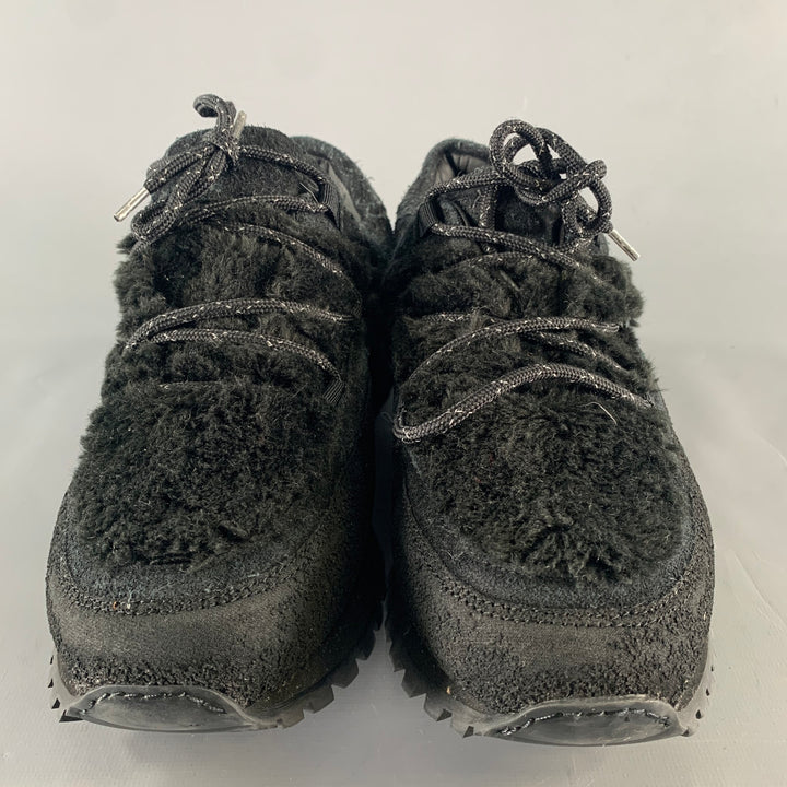 TARVAS Size 11 Black Textured Suede Platform Sneakers