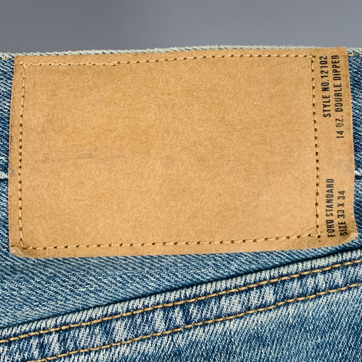 BUCK MASON Size 33 -Ford Standard- Blue Cotton Blend Button Fly Jeans