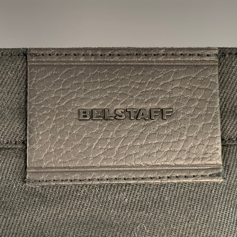 BELSTAFF Size 34 Black Twill Cotton Blend Straight Zip Fly Biker Jeans