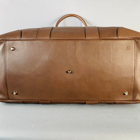 BRUNELLO CUCINELLI Chocolate Brown Leather Clasp Weekender Bag