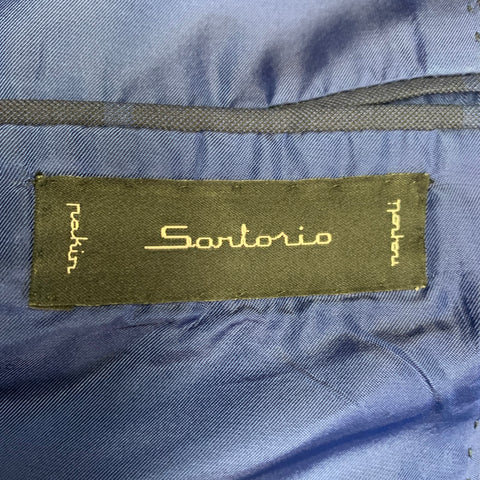 SARTORIO Costume croisé en laine à carreaux fenêtre bleu, taille 44