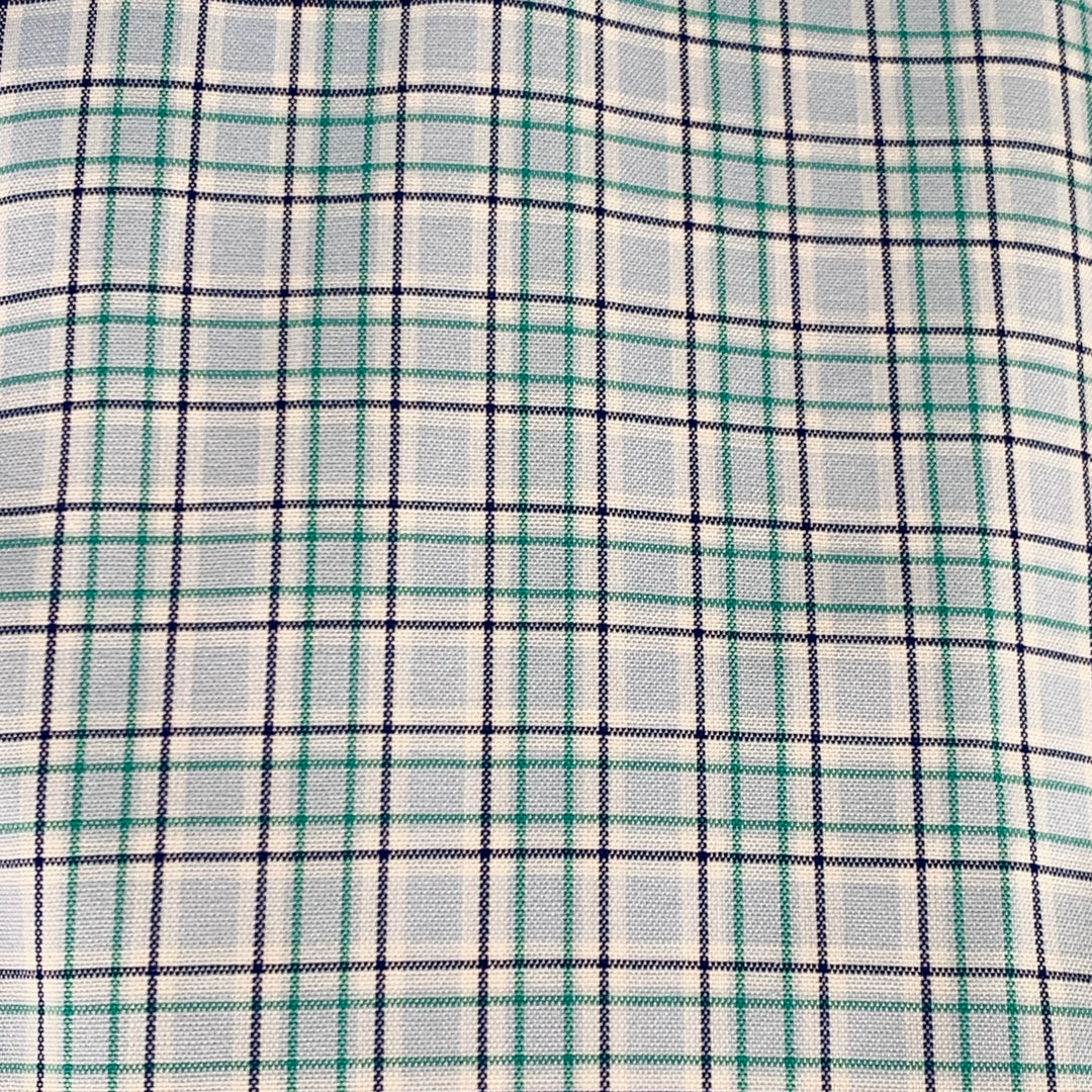 CHARVET Size L Blue Green Checkered Cotton Long Sleeve Shirt