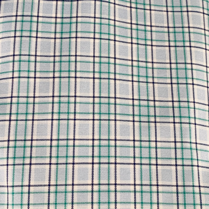 CHARVET Size L Blue Green Checkered Cotton Long Sleeve Shirt