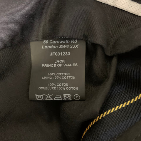 JOSEPH Chest Size 42 Navy Yellow Plaid Cotton Notch Lapel 34 30 Suit
