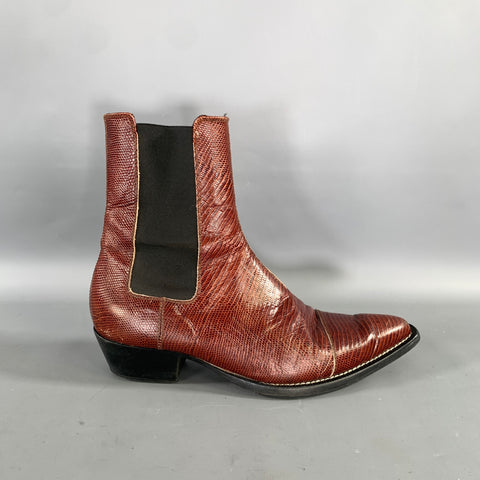 FROM THE FIRST Size 9 Brown Lizard Leather Chelsea Boots