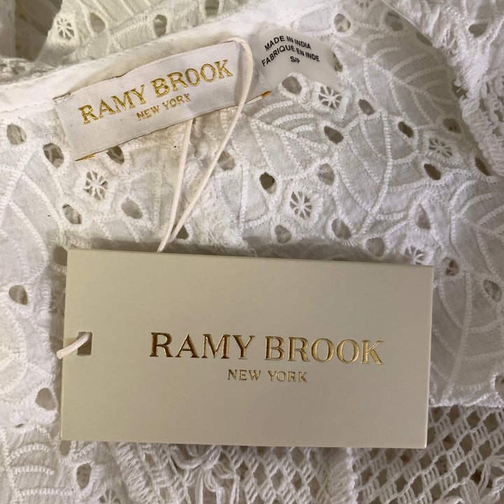 RAMY BROOK Size S White Cotton Leafs Cardigan