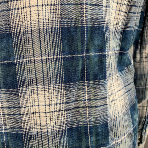 JOHN VARVATOS STAR USA Size M Blue White Plaid Cotton Long Sleeve Shirt