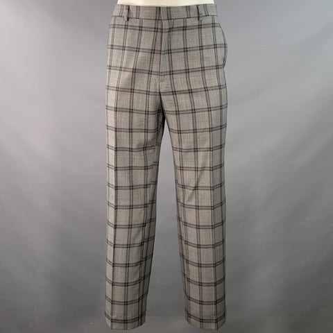 PAUL SMITH Size 42 The Byard Regular Grey Charcoal Checkered Wool Notch Lapel Suit