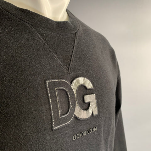 DOLCE & GABBANA Size M Black Logo Cotton Blend Crew-Neck Sweatshirt