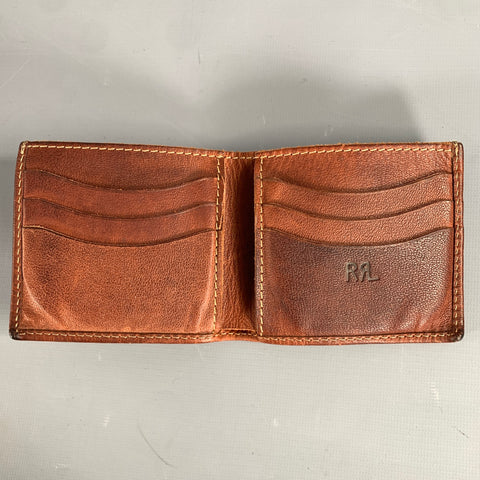 RRL by RALPH LAUREN Brown Tan Crackled Leather Wallet