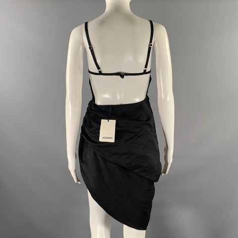 JACQUEMUS Size 00 Black Draped Dress