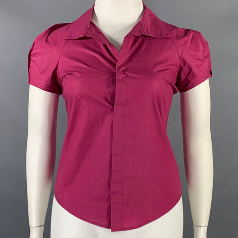 VELITA Size L Pink Fuchsia Hidden Buttons Blouse
