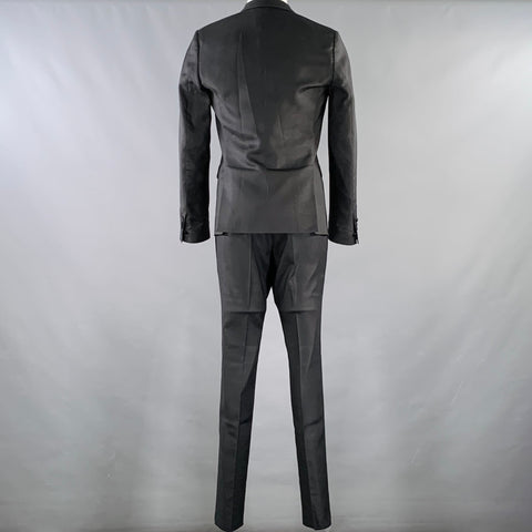 DSQUARED2 Size 38 Black Wool Silk Peak Lapel Suit
