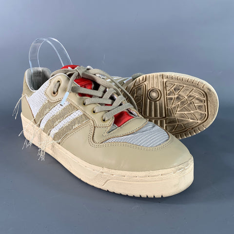 ADIDAS Size 9.5 Beige White Mixed Materials Nylon Mesh Sneakers