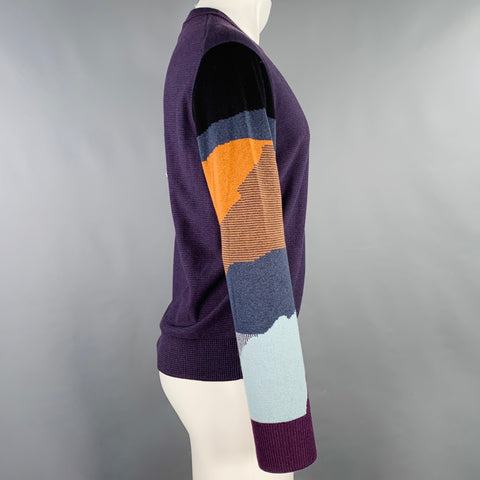 PS by PAUL SMITH Size S Purple Multi Color Stripe Cotton Merino Wool Pullover