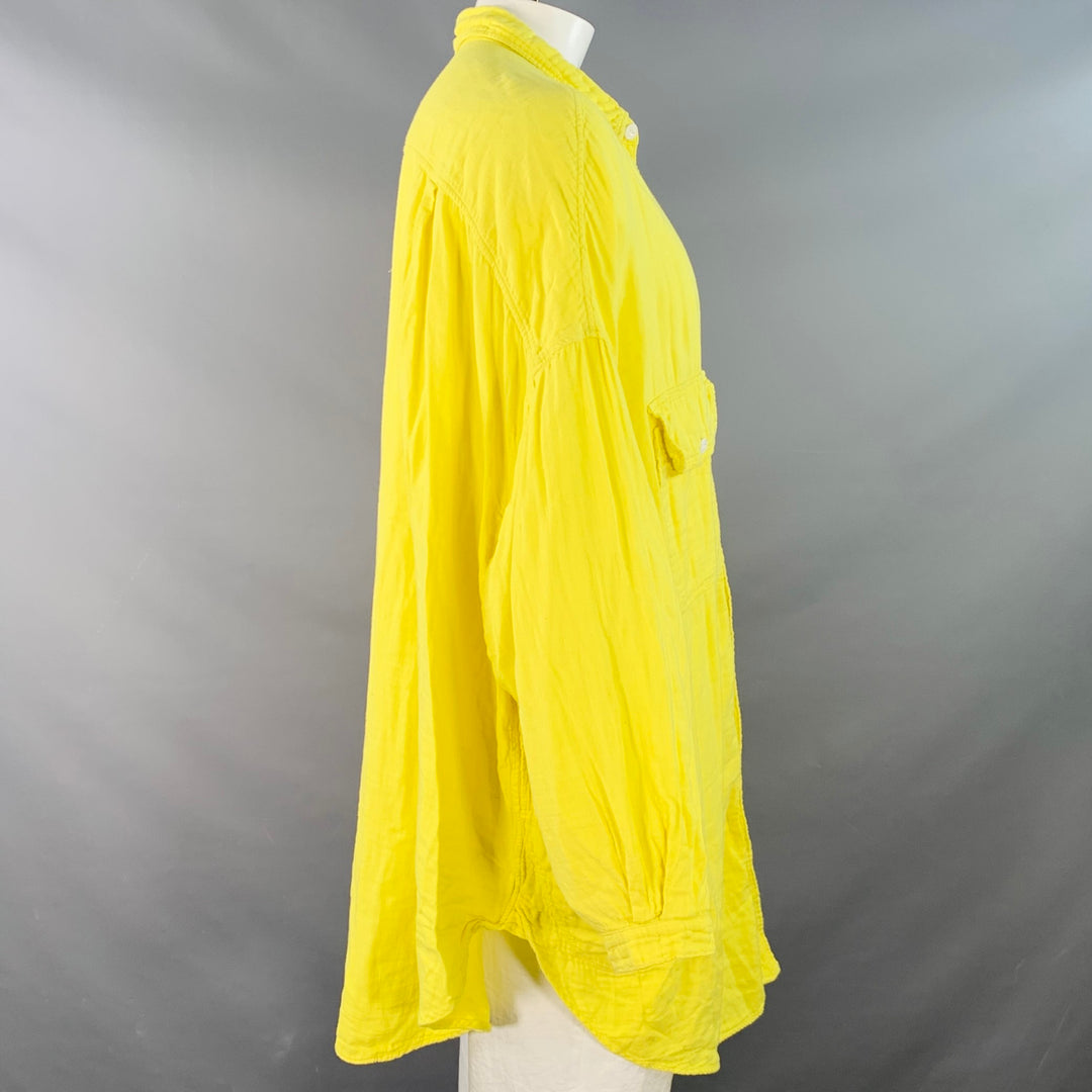KAPITAL Size L Yellow Cotton Two Pockets Oversized Long Sleeve Shirt Jacket