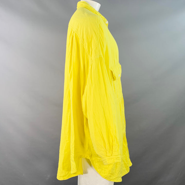 KAPITAL Size L Yellow Cotton Two Pockets Oversized Long Sleeve Shirt Jacket