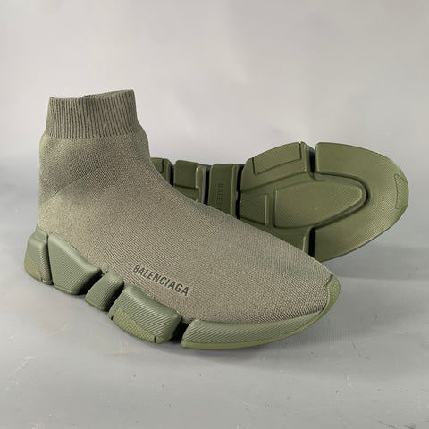 BALENCIAGA Size 8 Olive Speed Sneaker Pull On