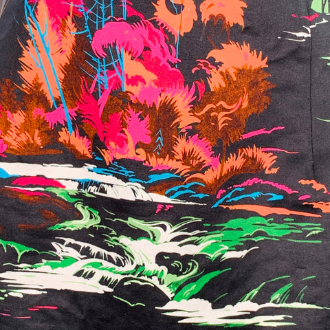 BALENCIAGA Size 4 Black Multi Color Cotton Floral Sleeveless Cocktail Dress