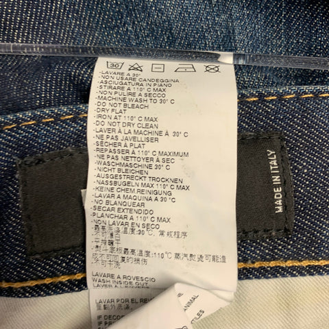 DSQUARED2 Size 28 Blue Distressed Cotton Blend Button Fly Jeans