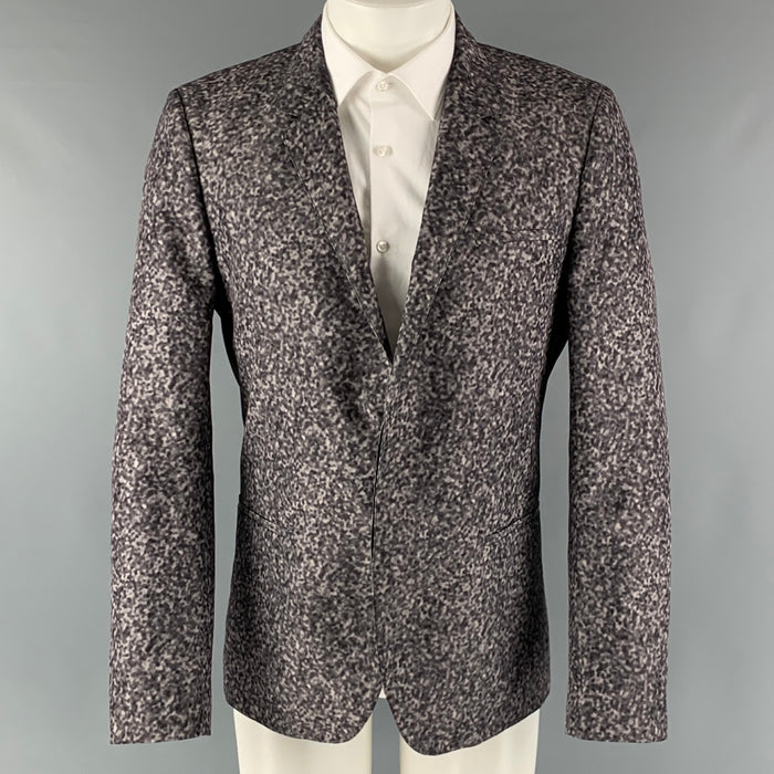 CALVIN KLEIN 'COLLECTION' Size 42 Grey Olive Abstract Polyester Sport Coat