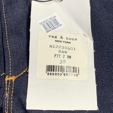 RAG & BONE Size 30 Navy Cotton Straight Selvedge Jeans